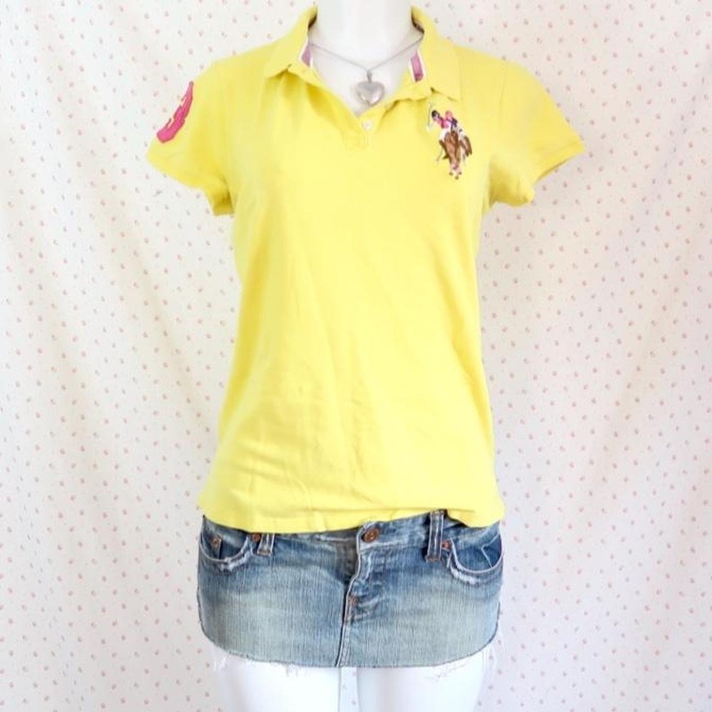 U.S. Polo Assn. Y2K Yellow Polo Shirt Size L